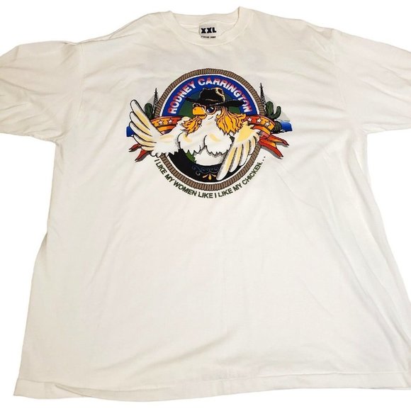 Vintage 90s Comedian Rodney Carrington Deadstock Tshirt XL White Single Stitch - Picture 2 of 8